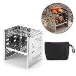 Mini pole a bois en acier inoxydable, double couche, portable, camping en plein air, pique - nique, ...