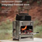 Mini pole a bois d'extrieur portable camping pique - nique barbecue voyage cuisinire a bois pliant ...