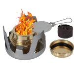 Mini réchaud a alcool portable, brûleur de cuisine en laiton ultraléger, camping en plein air, randonnée, ... Mini réchaud a alcool portable, brûleur de cuisine en laiton ultraléger, camping en plein air, randonnée, ...
