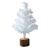 Mini sapin de no�l pour table, sapins de no�l blancs, sapin de no�l avec base en bois pour d�coration ...