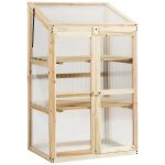 Mini serre de jardin 60 x 45 x 100 cm avec etag�res a 3 niveaux design epur� en sapin nature helloshop26 ...