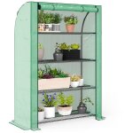 Mini serre de jardin serre de balcon serre a 4 etages avec chssis en acier & bche en pe renforce, ...