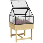 Mini serre sur pied double toit ouvrable acier sapin autoclave polycarbonate