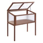 Mini serre toit ouvrable panneaux polycarbonate bois sapin trait