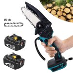 Mini trononneuse lectrique sans fil de 4 pouces, scie  bois, scie  une main, coupe - bois nu + 2 ...