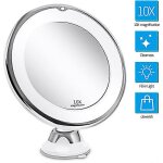Miroir de maquillage grossissant 10x avec lumires, interrupteur intelligent, rotation  360 degrs, ...