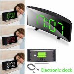 Miroir num�rique led, 1 pi�ce, alarme de temp�rature, fonction snooze, horloge de table de bureau, charge ...