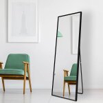Miroir en pied avec cadre en métal noir miroir sur pied 140x50cm grand miroir pour chambre, salon, couloir ... Miroir en pied avec cadre en métal noir miroir sur pied 140x50cm grand miroir pour chambre, salon, couloir ...