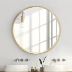 Miroir rond 60 x 60 cm avec cadre en m�tal, grand miroir de salle de bain, miroir mural circulaire a ...