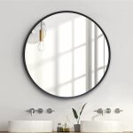 Miroir rond 60 x 60 cm avec cadre en mtal - grand miroir de salle de bain - miroir mural a suspendre ...
