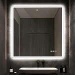 Miroir - salle - de - bain - avec - eclairage 80x80cm avec bluetooth et d�sembuage, miroir - led - salle ...