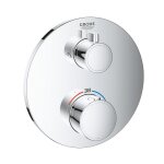 Mitigeur de douche thermostatique grohtherm 24076000 rond ultra fin - 2 sorties - chrome