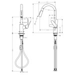 Mitigeur vier - douchette extractible - 2 jets - noir - focus hansgrohe