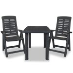 Mobilier de bistro 3 pcs plastique anthracite