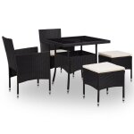 Mobilier a dner d'extrieur 5 pcs noir rsine tresse et verre