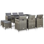 Mobilier a dîner de jardin 11pcs et coussin résine tressée gris Mobilier a dîner de jardin 11pcs et coussin résine tressée gris