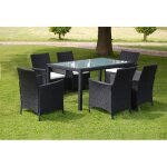 Mobilier a dîner jardin 7 pcs avec coussins résine tressée noir Mobilier a dîner jardin 7 pcs avec coussins résine tressée noir