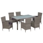 Mobilier a dîner de jardin 7pcs et coussins résine tressée gris vidaxl vidaxl Mobilier a dîner de jardin 7pcs et coussins résine tressée gris vidaxl vidaxl
