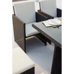 Monaco 8 : salon de jardin encastrable 8 places en r�sine tress�e noir / blanc
