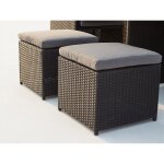Monaco 8 : salon de jardin encastrable 8 places en rsine tresse noir / gris