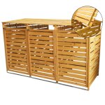 Monstershop triple en bois poubelle a roulettes store extérieur jardin verrouillable poubelle abri de ... Monstershop triple en bois poubelle a roulettes store extérieur jardin verrouillable poubelle abri de ...
