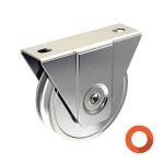Monture a support extrieur pour portail coulissant - galet Ø80 mm a gorge ronde Ø16 mm - 200 kg