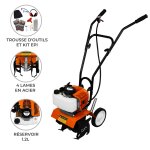 Motoculteur thermique motobinette moteur essence à 2 temps de 52cc puissance 3cv 1, 65kw 9000 tours / ... Motoculteur thermique motobinette moteur essence à 2 temps de 52cc puissance 3cv 1, 65kw 9000 tours / ...