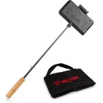 Moule a croque - monsieur avec sac de transport gaufrier en fonte pour barbecue rectangulaire, long manche ...