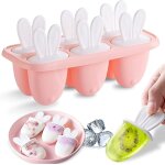 Moule a mini glaces avec b�tonnet, pour sorbet r�utilisable, rose