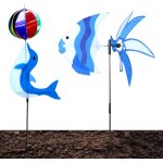 Moulins � vent de jardin, lot de 2, d�coration de moulin � vent de jardin en forme de dauphin, �oliennes ...