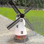 Moulin � vent d'ornement de jardin evago, moulin � vent automatique � �nergie solaire �tanche avec lumi�re ...