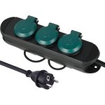 Multiprise d'extrieur professionnelle 3 prises schuko ip44, cble en caoutchouc h07rn - f 3g1. 5, noir ...