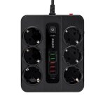 Multiprise ue type - c 6 prises avec 5 ports usb le noir