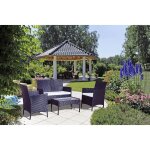 Mykonos noir / blanc : salon de jardin 4 places en r�sine tress�e