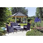 Mykonos noir / gris : salon de jardin 4 places en r�sine tress�e