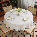 Nappe blanche, lavable, ronde, diamtre 150 cm, en polyester, rsistante aux rayures et anti - taches, ...