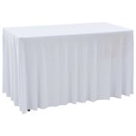 Nappes elastiques de table avec jupon 2 pi�ces 183x76x74cm blanc dec022464
