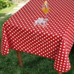 Nappe exterieur impermeable plastique rectangulaire toile cire 140 x 240 cm pois rouge anti tache lavable ...