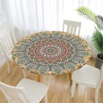 Nappe exterieur ronde 200 cm, nappes impermables avec bord elastique, jardin mandala nappes polyester ...
