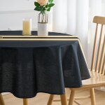 Nappe noire lavable 140 x 140 cm nappe aspect lin petite grise vintage nappe rond protection de table ...