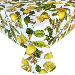 Nappe ovale 60' x 84' en vinyle a motif citronnier, imperm�able, pour usage int�rieur / ext�rieur