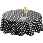 Nappe pois noir et blanc ronde 120 cm, lgante nappe exterieur 100% impermeable jardin, pvc 350gsm anti ...