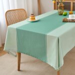 Nappe rectangulaire exterieur impermable jardin vert sauge nappe de table aspect lin anti - taches lavable ...