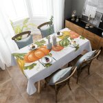 Nappe rectangulaire set de table nappe blanche impermable et rsistante a l'huile pour thanksgiving, ...