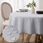 Nappe ronde 160 cm anti tache en lin nappe extrieurs jardin nappe moderne nappes lavable gris tissu ...