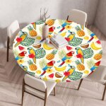 Nappe de table ronde avec bord elastique, nappe ronde anti - tache antidrapante exterieur table protection ...
