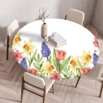 Nappe de table ronde avec bord elastique, nappe ronde anti - tache antidrapante exterieur table protection ...