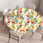 Nappe de table ronde avec bord elastique, nappe ronde anti - tache antidrapante exterieur table protection ...
