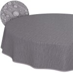 Nappe de table en toile cire, lavable, ronde, avec ourlet, aspect textile, lin, pour table de jardin, ...