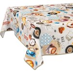 Nappe en toile cire - lavable, impermable - pour table de jardin - 220 x 140 cm - avec ourlet (bord) ...